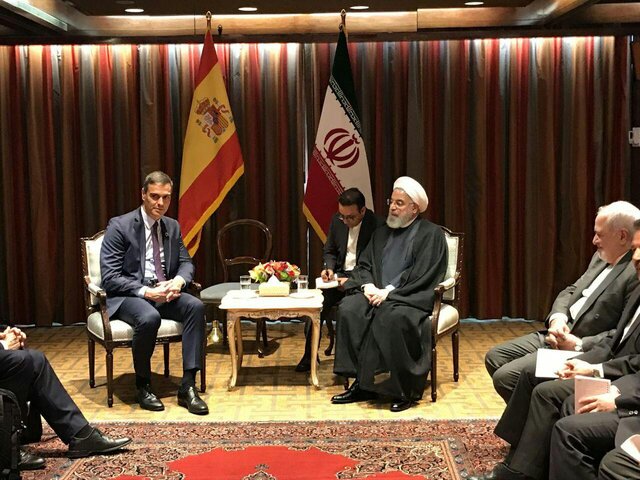 روحانی و نخستوزیر اسپانیا با یکدیگر دیدار کردند روحانی پدرو سانچز
